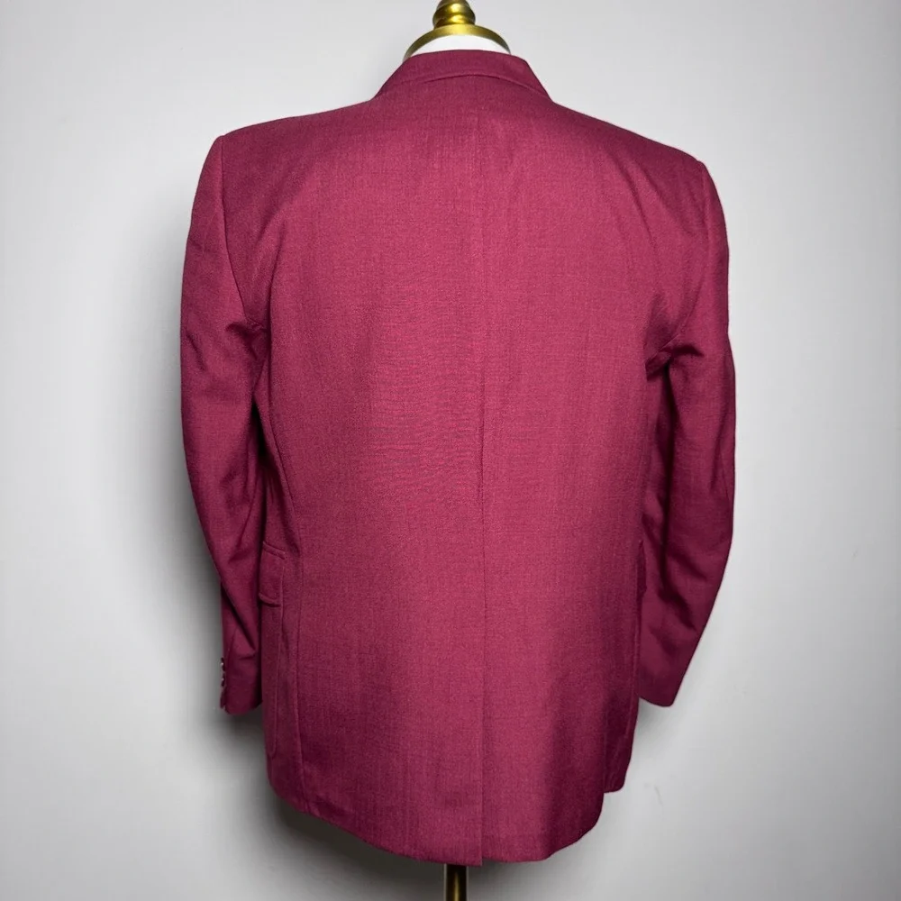 Siebler‎ Blazer Mens 40 Burgundy Solid Vintage Custom Tailored Wool Sport Coat